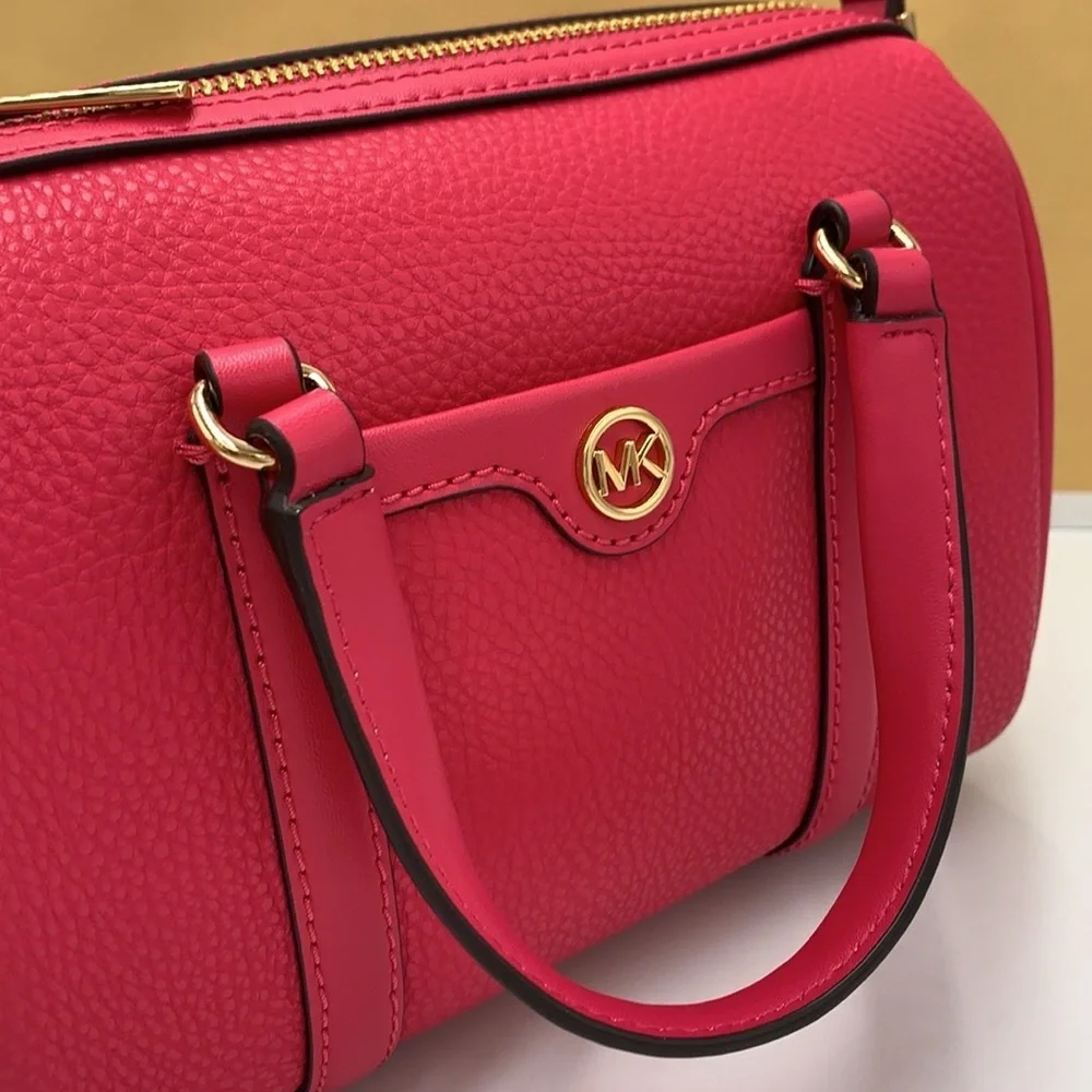 Michael Kors Travel Small Duffle Leather Crossbody Satchel Electric Pink NWT